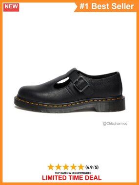 Dr. Martens Polley T-Bar Shoes Ambassador Leather Buckle Flats Casual